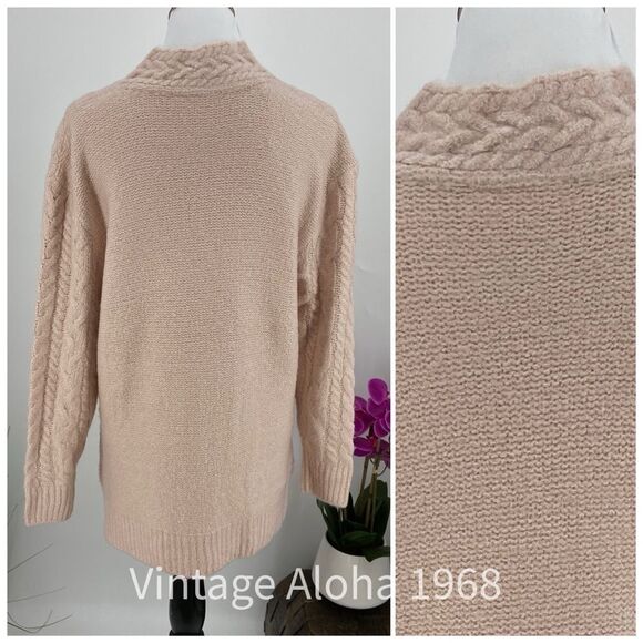 Cloth Brand Womens Pink Cable Knit V Neck Sweater Small - Picture 5 of 8